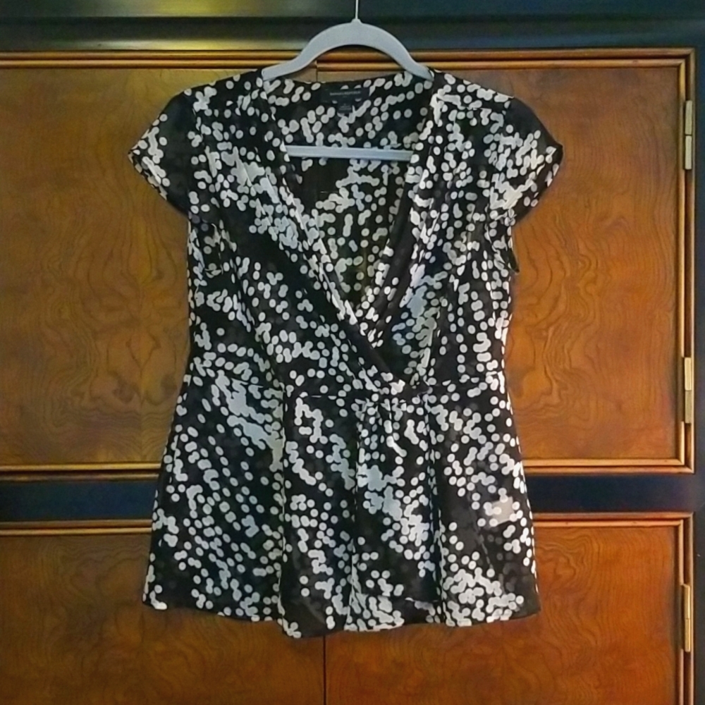 Banana Republic Black & White Wrap Top